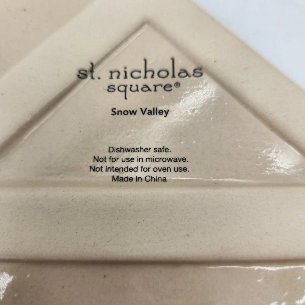 St Nicholas Sq Snow Valley Ceramic Pine Tree Wall Tile Trivet Cottagecore Disc